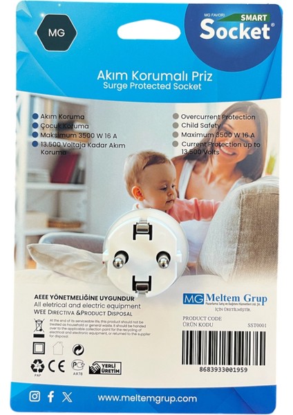 Tekli Akım Korumalı & Çocuk Korumalı Priz