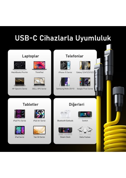 The Future Creative Power 8-In-1 240W Pd 3.1 Süper Hızlı Şarj/data Kablo Seti, Type-C To Type-C, 2,6m Modüler Uzayabilen, 40GBP