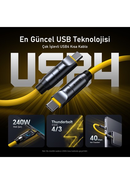 The Future Creative Power 8-In-1 240W Pd 3.1 Süper Hızlı Şarj/data Kablo Seti, Type-C To Type-C, 2,6m Modüler Uzayabilen, 40GBP