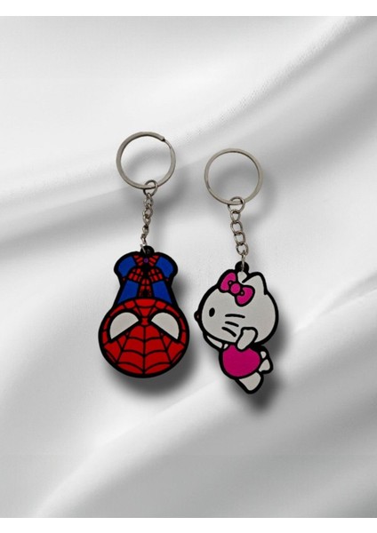 Hello Kitty Spiderman Kiss Çift Anahtarlık 2 Adet