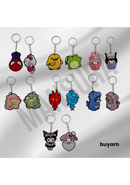 Hello Kitty Spiderman Kiss Çift Anahtarlık 2 Adet
