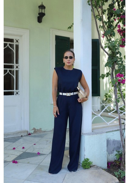 Lacivert Keten Vatkalı Bluz Pantolon Takım fiyatları