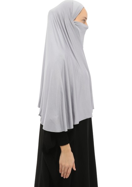 Al-Tobeh Hazır Türban Peçeli Pratik Eşarp Tesettür Nikaplı Hijab - Namaz Örtüsü Sufle (Xl) - Gri indirimleri