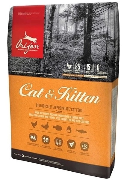 Orijen Kitten Tahılsız Tavuklu Yavru ve Yetişkin Kedi Maması 17 kg