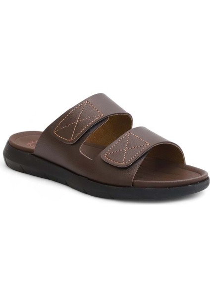 2168-GZR Çift Cırtlı Tam Anatomik Tabanlı Günlük,umre ve Hac Için Uyumlu Erkek Terlik - NKT02168-KAHVERENGI-40 fiyatları