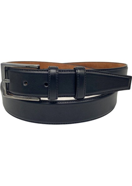 3.5 Klasik Suni Deri Düz Model Kenarları Dikişli Erkek Kemer Siyah