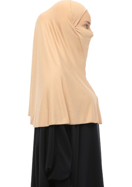Hazır Türban Peçeli Pratik Eşarp Tesettür Nikaplı Hijab - Namaz Örtüsü Sufle (Xl) - Koyu Bej fırsatları