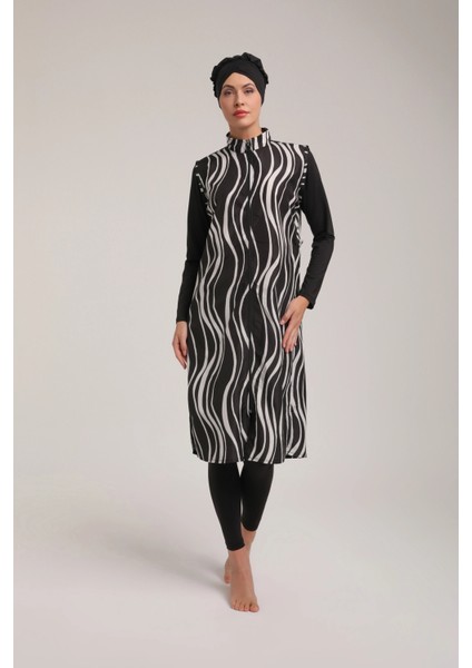 Desenli Kadın Tesettür Mayo Takım 5480