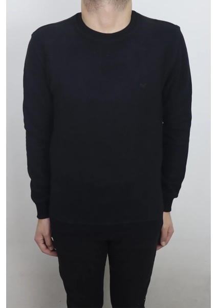 Fistan Store Erkek Düz Spor Kesim Normal Kalıp Bisiklet Yaka Selanik Kumaşlı Kışlık Kazak