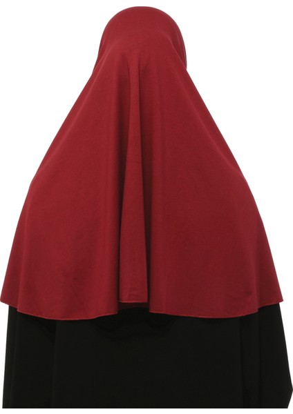 Hazır Türban Peçeli Pratik Eşarp Tesettür Nikaplı Hijab - Namaz Örtüsü Sufle (Xl) - Bordo