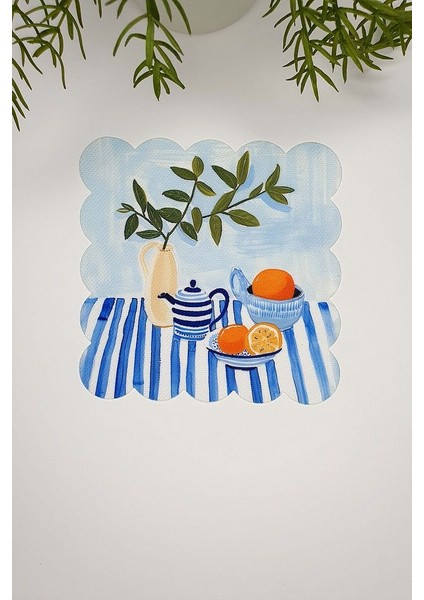 Sulu Boya Tatlı Masa Manzarası Tasarımlı Lazer Kesim Kokteyl Peçetesi 1 Adet