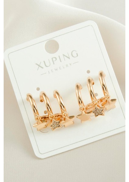 Xuping Yıldız Zirkon Taşlı Lüks Çelik Küpe