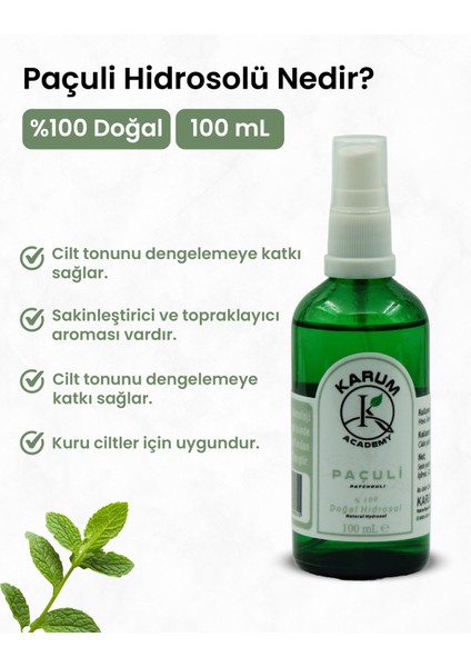 Paçuli Hidrosolü Doğadan Gelen Güçlü Dengeleyici Etki (100% Doğal Paçuli Suyu) 100ML fiyatları