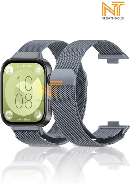 Huawei Watch Fit 3 / Fit 4 / Fit 4 Pro Uyumlu Milano Hasır Örgü Metal Magnet Pratik Kordon