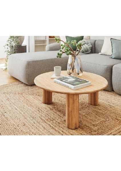 Most Sahara Orta Sehpa %100 Ahşap Açık Ceviz (85X85)(EVİNİZE Teslim)