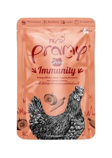 Pramy Indoor Sos Içinde Tavuklu Balkabaklı ve Havuçlu Pouch Yetişkin Konserve Kedi Maması 70 gr