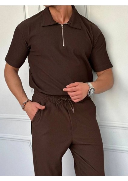 Unisex Erkek-Kadın Fitilli Polo Yakası Fermuarlı Ottoman T-Shirt fiyatları