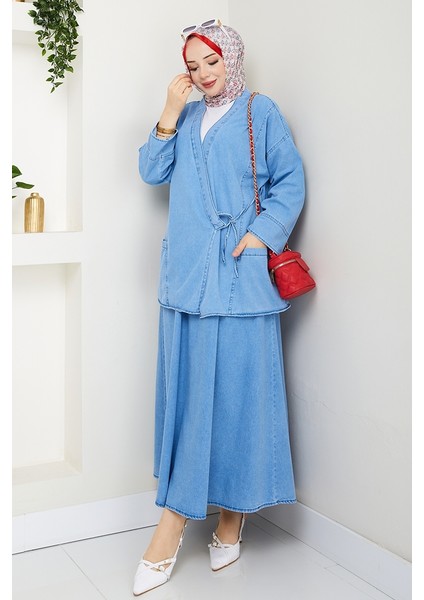 Kimono Etek Ikili Kot Takım 1531 - Açık Mavi