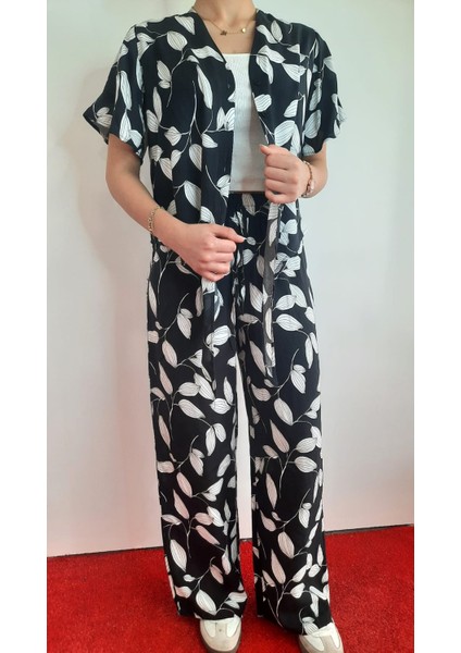 Kadın Bağlamalı 2'li Gömlek Pantalon Takım