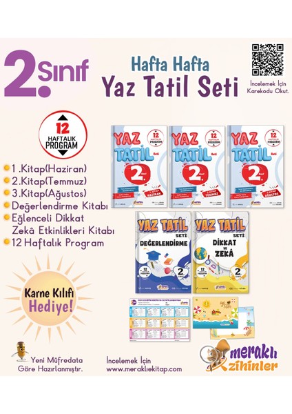 Yayıncılık 2. Sınıf Hafta Hafta Yaz Tatil Seti (Karne Kılıfı Hediyeli)