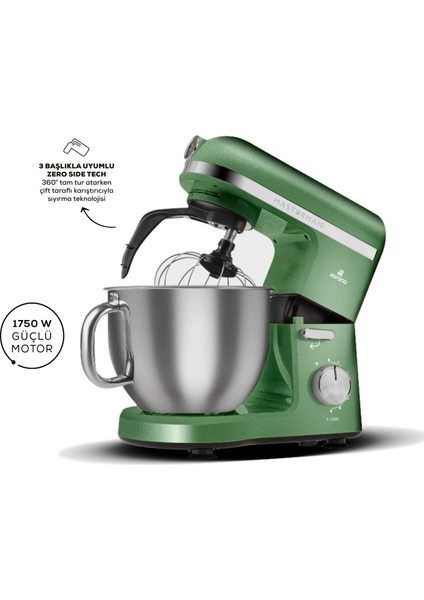 Mastermaid Chef Pro Çift Kollu 1750W Stand Mikser Emerald Green