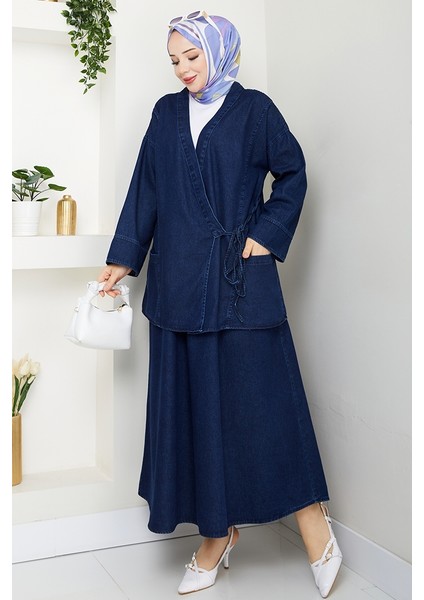 Kimono Etek Ikili Kot Takım 1531 - Koyu Mavi