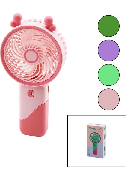 USB Mini Fan Çap=7.7cm - Y:15CM Sabit Başlık=kulaklı 3 Kademe Hız Işıklı Lastik Kordon Bileklik (5067)