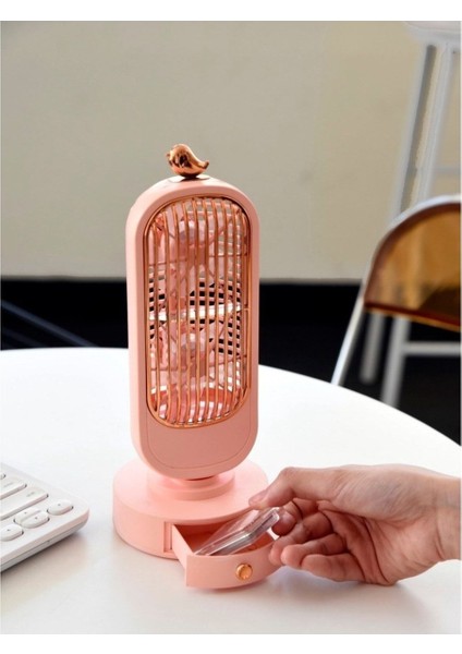 2 Fanlı Kule Tipi Masa Fanı Hızı Ayarlanabilir Mini USB Şarjlı Vantilatör