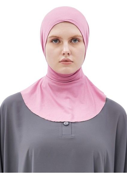 Kadın Tesettür Pratik Boyunluklu Hijab - Sporcu Bone - Koyu Pembe