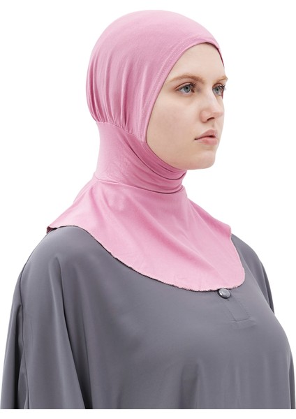 Kadın Tesettür Pratik Boyunluklu Hijab - Sporcu Bone - Koyu Pembe modelleri