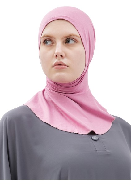 Kadın Tesettür Pratik Boyunluklu Hijab - Sporcu Bone - Koyu Pembe indirimleri