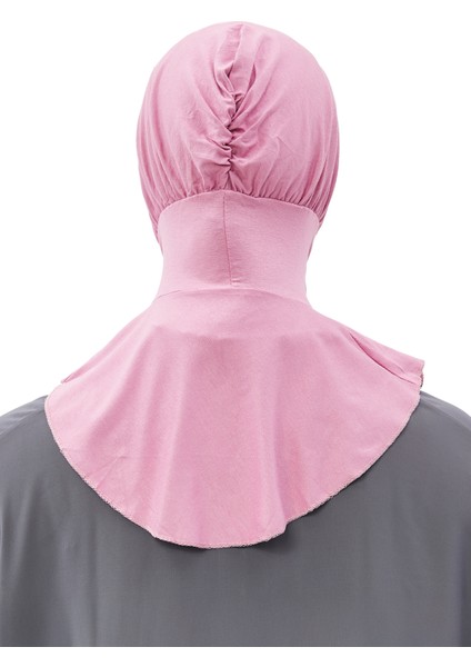 Kadın Tesettür Pratik Boyunluklu Hijab - Sporcu Bone - Koyu Pembe