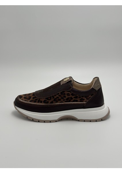 Kadın Kahve Hakiki Deri Leopar Sneaker indirimleri