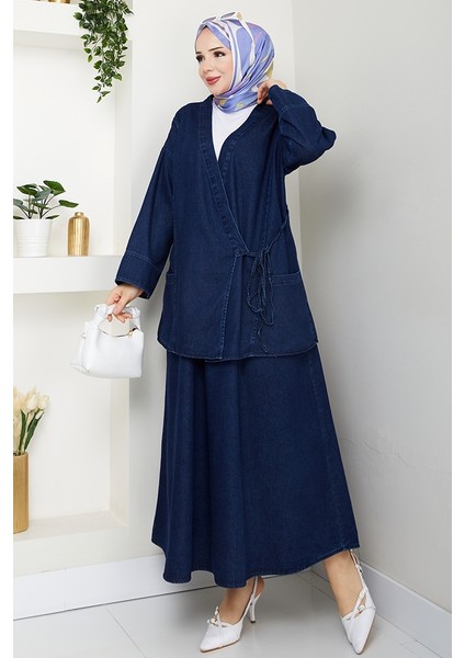 Kimono Etek Ikili Kot Takım 1531 - Koyu Mavi