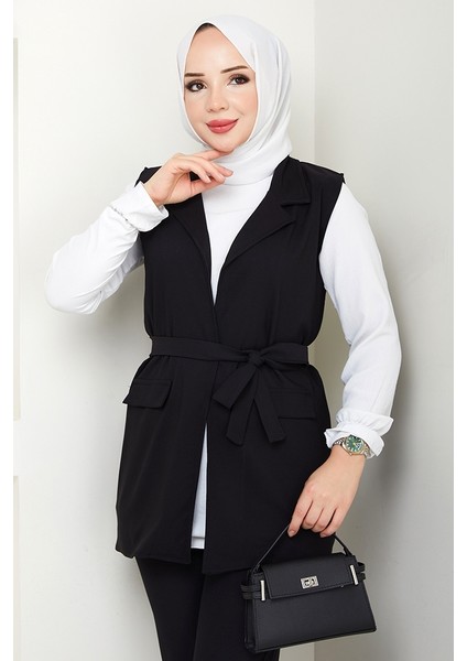 Niyar Yelek Pantolon Ikili Takım 1530 - Siyah