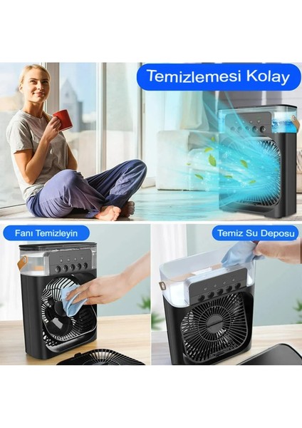 Ledli Fan Buzlu Hava Serinletici Su Püskürtmeli Vantilatör Fan Taşınabilir Hava Nemlendiricili modelleri