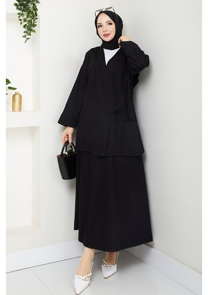 Kimono Etek Ikili Kot Takım 1531 - Siyah
