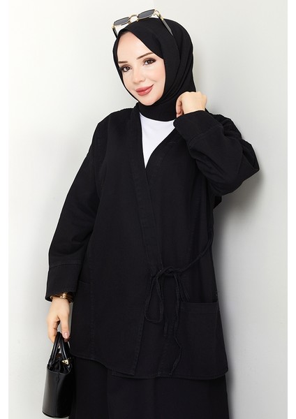 Kimono Etek Ikili Kot Takım 1531 - Siyah fırsatları