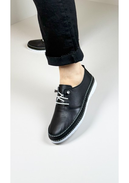Noira Siyah Lastik Bağcıklı Tabana Dikişli Günlük Deri Ayakkabı fiyatları