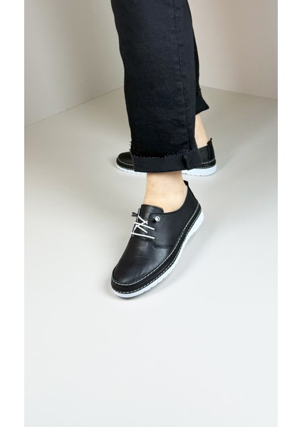 Noira Siyah Lastik Bağcıklı Tabana Dikişli Günlük Deri Ayakkabı fırsatları