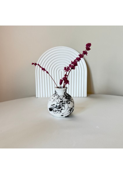 El Yapımı Siyah Beyaz Sıçratma Desenli 3'lü Mini Vazo Seti - Modern Dekoratif Vazo fırsatları
