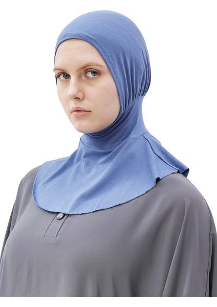 Kadın Tesettür Pratik Boyunluklu Hijab - Sporcu Bone - Mavi modelleri
