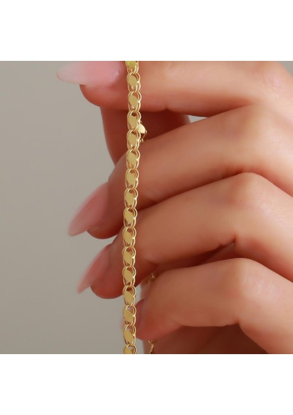 14 Ayar Altın Orta Kalın Pullu Yeşil Halep Bileklik