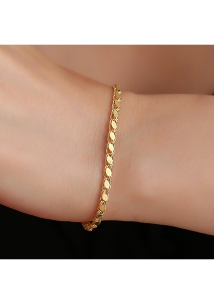 14 Ayar Altın Orta Kalın Pullu Yeşil Halep Bileklik fiyatları