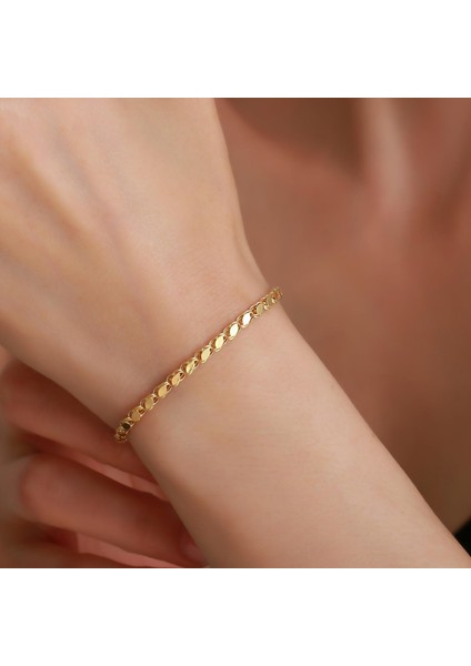 14 Ayar Altın Orta Kalın Pullu Yeşil Halep Bileklik modelleri