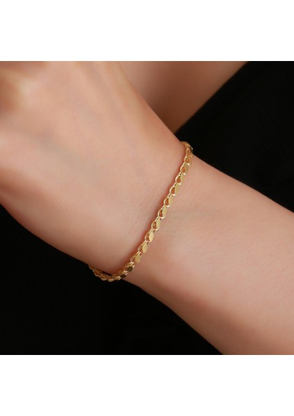 14 Ayar Altın Orta Kalın Pullu Yeşil Halep Bileklik fırsatları