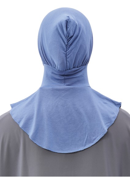 Kadın Tesettür Pratik Boyunluklu Hijab - Sporcu Bone - Mavi