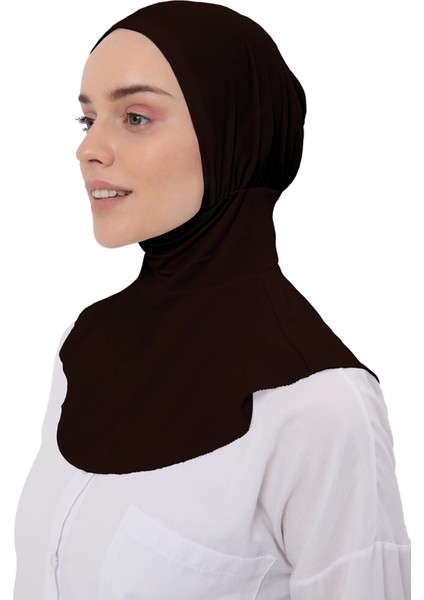 Kadın Tesettür Pratik Boyunluklu Hijab - Sporcu Bone - Koyu Kahverengi fiyatları