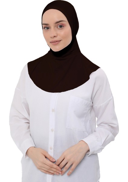 Kadın Tesettür Pratik Boyunluklu Hijab - Sporcu Bone - Koyu Kahverengi modelleri