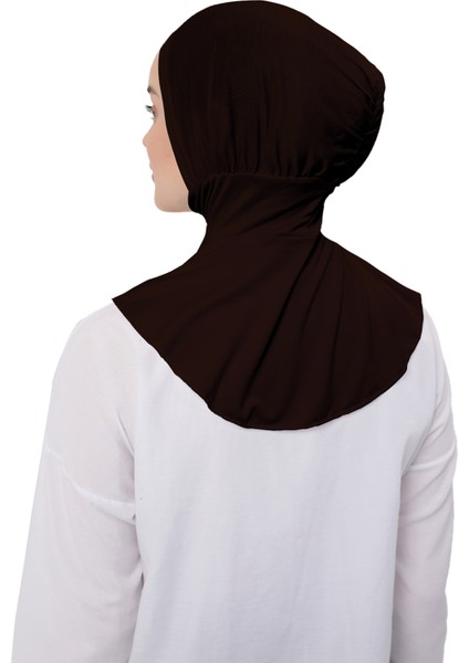 Kadın Tesettür Pratik Boyunluklu Hijab - Sporcu Bone - Koyu Kahverengi fırsatları